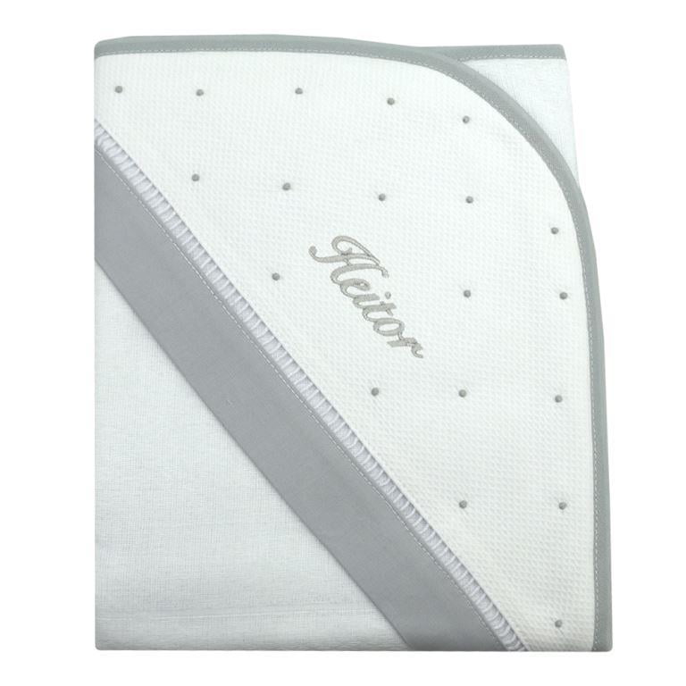 Toalha de banho com capuz personalizada cinza
