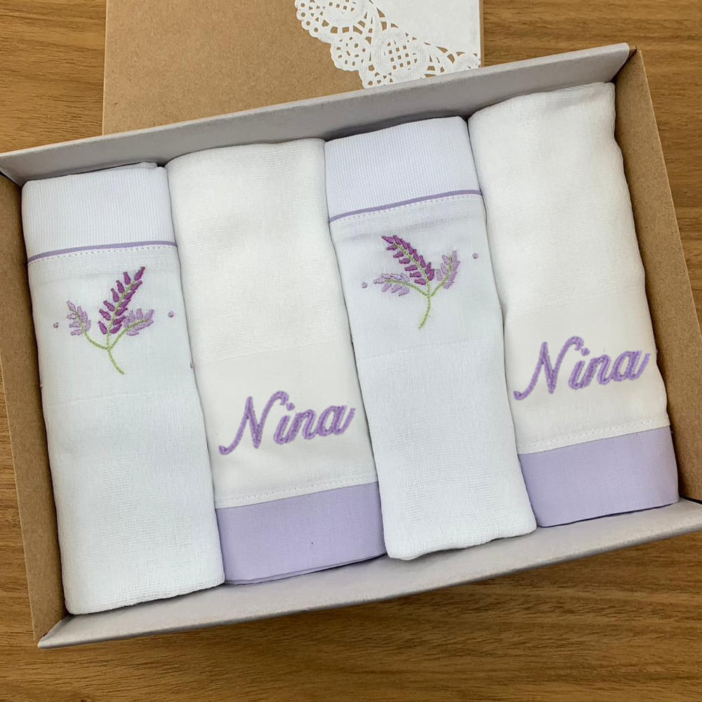xKit 2 fraldas personalizadas lilás + 2 fraldas lavanda