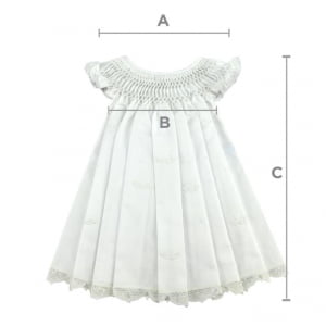 Vestido Casinha de Abelha Renda Renascença (6, 12, 18 e 24 meses)