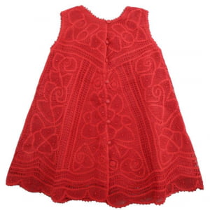Vestido Renda Renascença Premium Vermelho (1 e 2 anos)