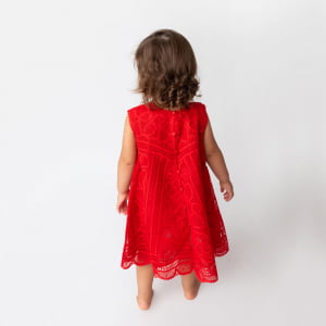 Vestido Renda Renascença Premium Vermelho (2 anos)