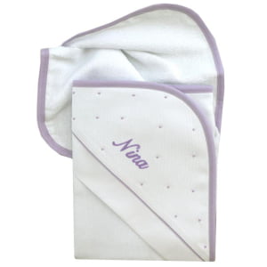 Toalha de banho com capuz personalizada lilás