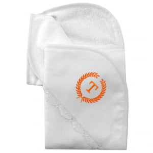 Toalha de banho com capuz renda renascença personalizada iniciais - Diversas Cores