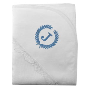 Toalha de banho com capuz renda renascença personalizada iniciais - Diversas Cores