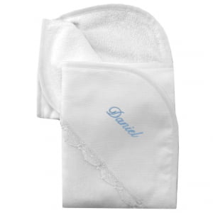 Toalha de banho com capuz renda renascença personalizada nome - Diversas Cores