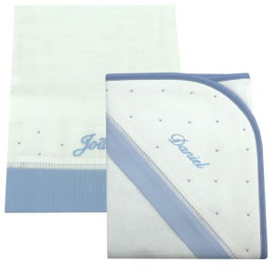 ZKit Banho Personalizado Azul (Toalha Capuz + Toalha Fralda)