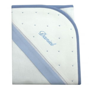 Toalha de banho com capuz personalizada azul 