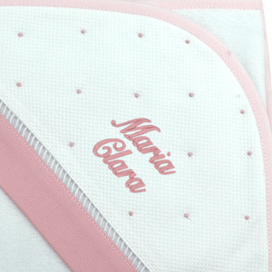 Toalha de banho com capuz personalizada rosa