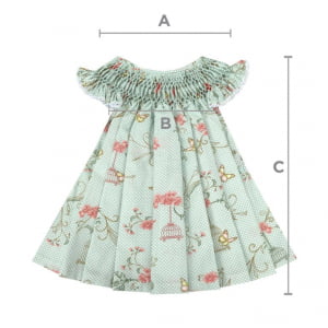 Vestido Casinha de Abelha Borboleta Poá Verde Água (6, 12, 18 e 24 meses) + Calcinha Floral Poá Verde Água