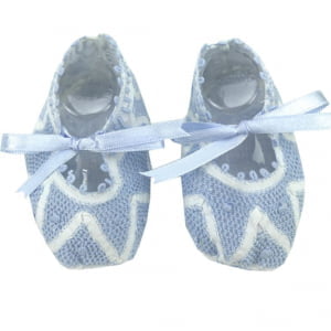 Sapatinho bebê Renda Renascença azul e branco (RN)