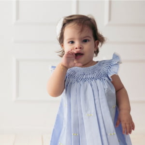 Vestido Casinha de Abelha Azul Fada (6, 12, 18 e 24 meses)