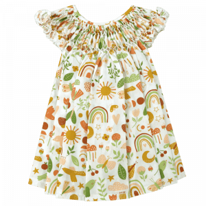 Vestido Casinha de Abelha Arco-íris Boho - (6, 12, 18 e 24 meses) 