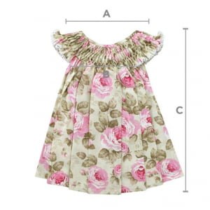 Vestido Casinha de Abelha Floral Vintage (6, 12, 18 e 24 meses)