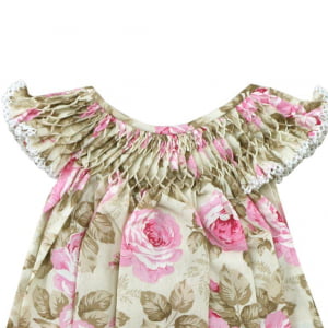 Vestido Casinha de Abelha Floral Vintage (6, 12, 18 e 24 meses)