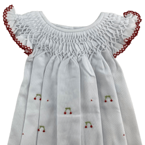 Vestido casinha de abelha cerejinha branco (6, 12, 18 e 24 meses) 