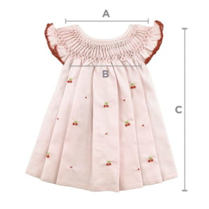 Vestido casinha de abelha rosa cerejinha (6, 12, 18 e 24 meses)