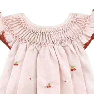 Vestido casinha de abelha rosa cerejinha (6, 12, 18 e 24 meses)