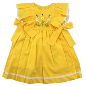  Vestido Florescer Margarida Amarelo + Calcinha 