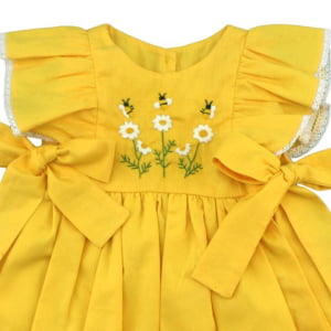  Vestido Florescer Margarida Amarelo + Calcinha 