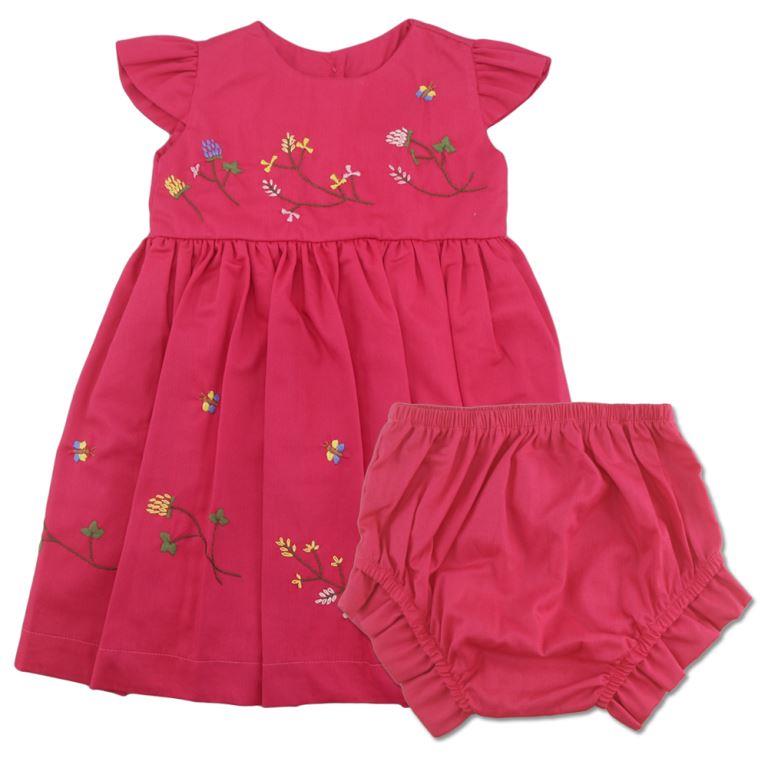  Vestido Florescer Jardim Rosa Pink + Calcinha