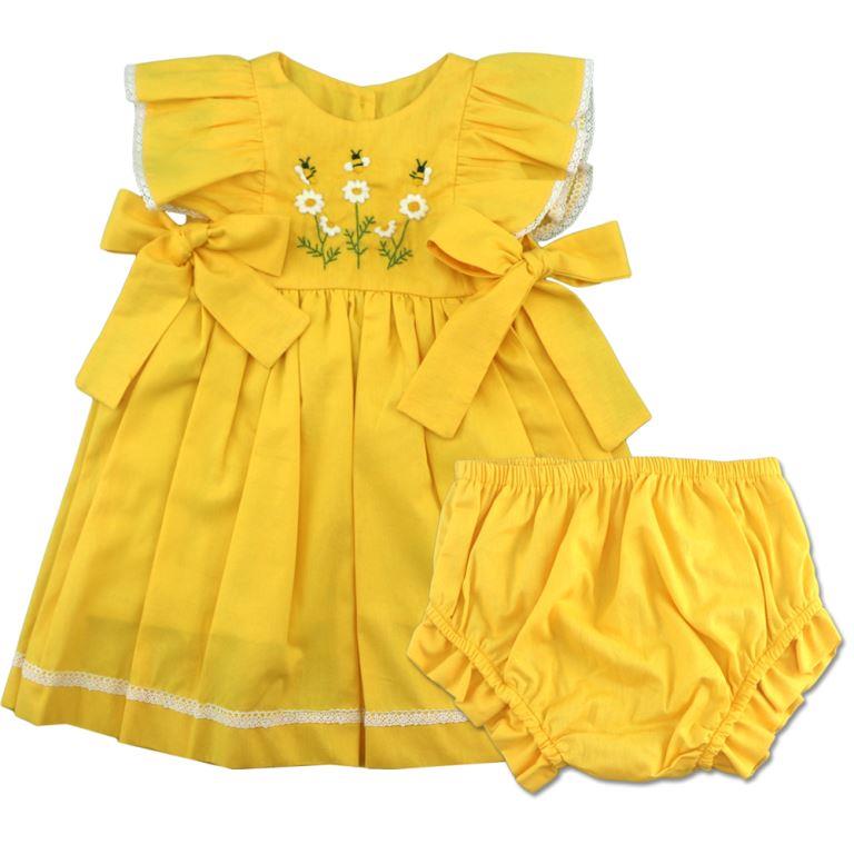  Vestido Florescer Margarida Amarelo + Calcinha 